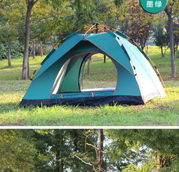 洋湖轩榭 户外用品3 4人全自动帐篷沙滩野营弹簧速开双人单层露营帐篷 户外